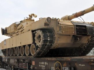 Four US Army Abrams tanks 15 BFVs reach Estonia
