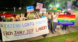 Louisiana protest: ‘AG Landry, you’re a crook! Kids deserve to read gay books!’