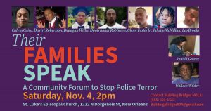 New Orleans: A Community Forum to Stop Racist Police Terror, Nov. 4