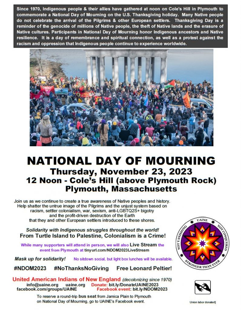 Plymouth, Mass. 2023 National Day of Mourning, Nov. 23