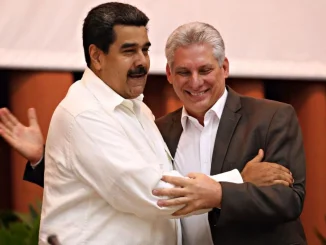 Nicolás Maduro (left), President of Venezuela, and Miguel Díaz-Canel (right), President of Cuba, during a session of the Sao Paulo Forum held in Havana in 2018. foto: Rosa Miriam Elizalde