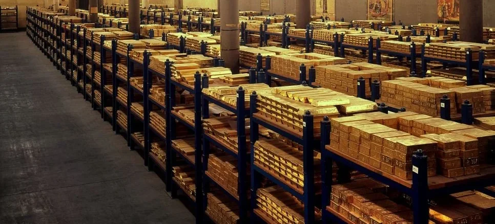 Stored in a vault under the bank of england